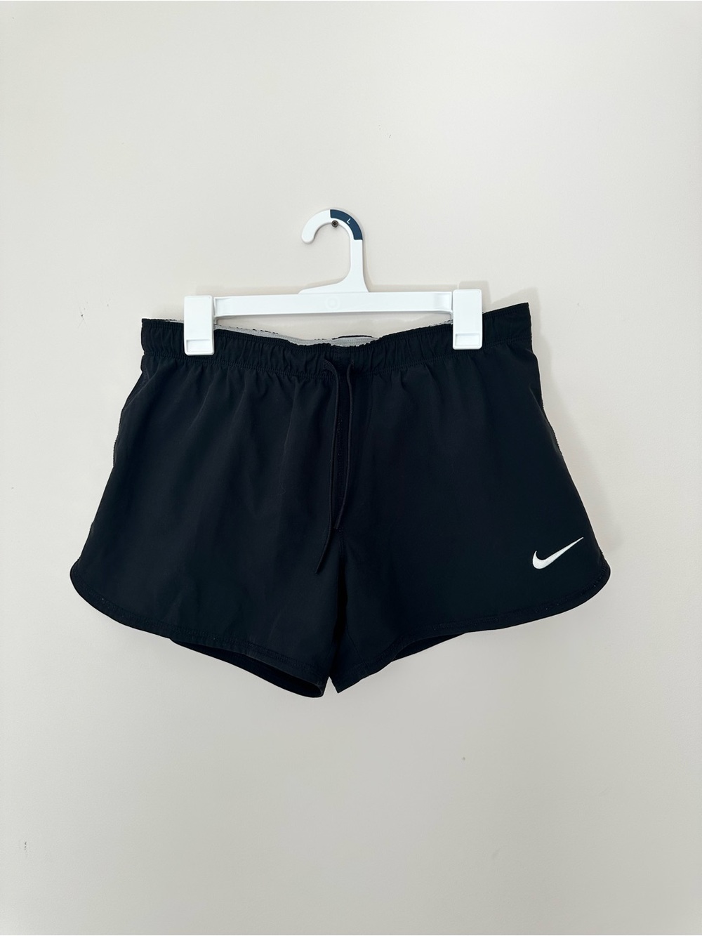 Nike Black Women's Athletic Shorts with White Swoosh